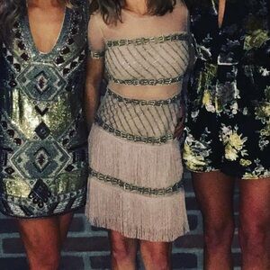 Top shop Mauve embellished flapper dress with mesh top